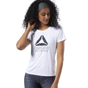 Reebok Running Essentials Graphic T Shirt Damen - Weiß - DE 356-OWU